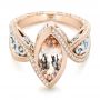 14k Rose Gold And 14K Gold Custom Two-tone Morganite And Diamond Engagement Ring - Flat View -  102808 - Thumbnail