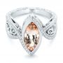 14k White Gold And Platinum 14k White Gold And Platinum Custom Two-tone Morganite And Diamond Engagement Ring - Flat View -  102808 - Thumbnail