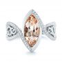  Platinum And 18K Gold Platinum And 18K Gold Custom Two-tone Morganite And Diamond Engagement Ring - Top View -  102808 - Thumbnail