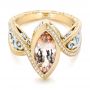 18k Yellow Gold And 14K Gold 18k Yellow Gold And 14K Gold Custom Two-tone Morganite And Diamond Engagement Ring - Flat View -  102808 - Thumbnail