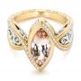 14k Yellow Gold And Platinum 14k Yellow Gold And Platinum Custom Two-tone Morganite And Diamond Engagement Ring - Flat View -  102808 - Thumbnail