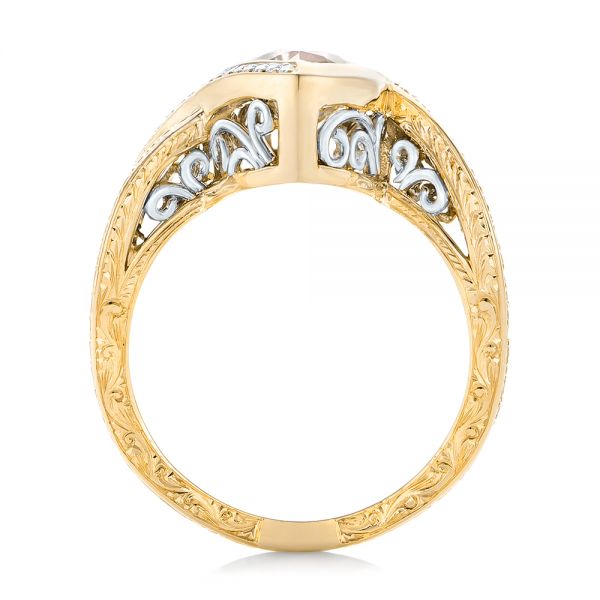 18k Yellow Gold And 14K Gold 18k Yellow Gold And 14K Gold Custom Two-tone Morganite And Diamond Engagement Ring - Front View - 102808