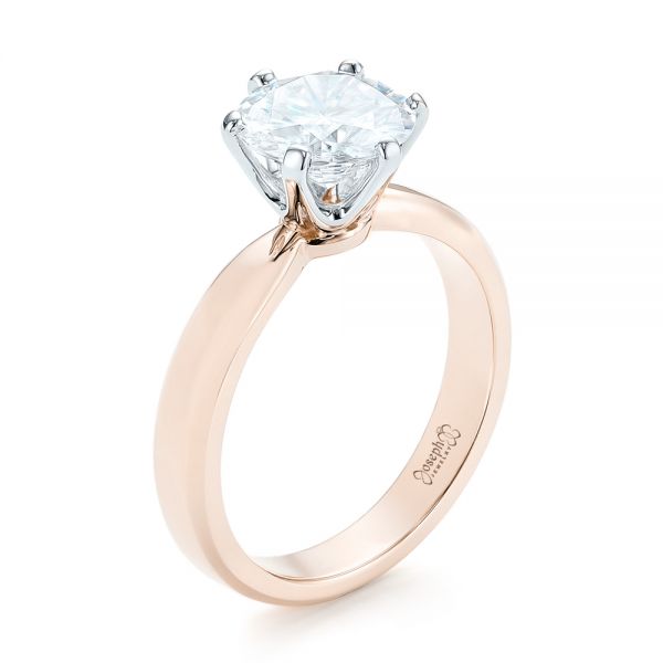 14k Rose Gold And 14K Gold 14k Rose Gold And 14K Gold Custom Two-tone Solitaire Diamond Engagement Ring - Three-Quarter View -  103001