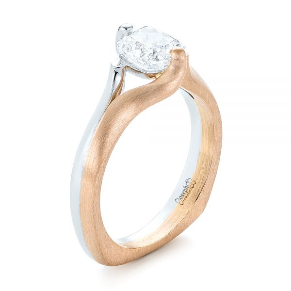  Platinum And 18k Rose Gold Platinum And 18k Rose Gold Custom Two-tone Solitaire Diamond Engagement Ring - Three-Quarter View -  103329