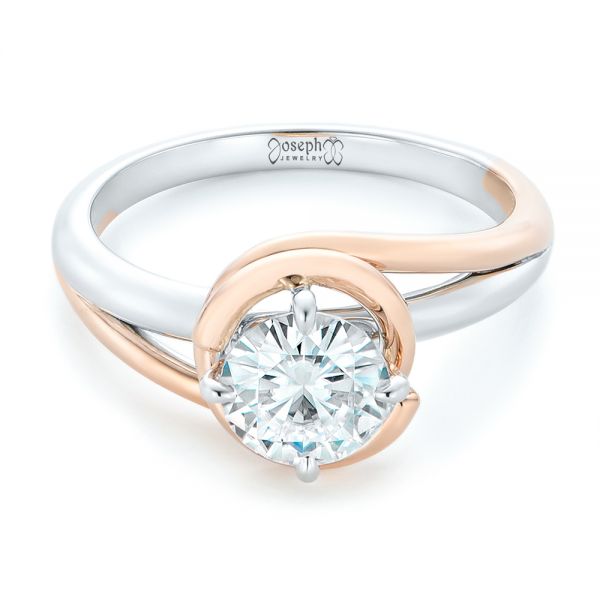  Platinum And 14k Rose Gold Platinum And 14k Rose Gold Custom Two-tone Solitaire Diamond Engagement Ring - Flat View -  102407