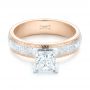 18k Rose Gold And 18K Gold 18k Rose Gold And 18K Gold Custom Two-tone Solitaire Diamond Engagement Ring - Flat View -  102937 - Thumbnail