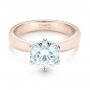 18k Rose Gold And 14K Gold 18k Rose Gold And 14K Gold Custom Two-tone Solitaire Diamond Engagement Ring - Flat View -  103001 - Thumbnail