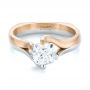  Platinum And 14k Rose Gold Custom Two-tone Solitaire Diamond Engagement Ring - Flat View -  103329 - Thumbnail