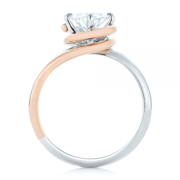  18K Gold And 18k Rose Gold 18K Gold And 18k Rose Gold Custom Two-tone Solitaire Diamond Engagement Ring - Front View -  102407