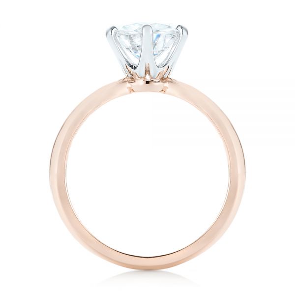 14k Rose Gold And 14K Gold 14k Rose Gold And 14K Gold Custom Two-tone Solitaire Diamond Engagement Ring - Front View -  103001