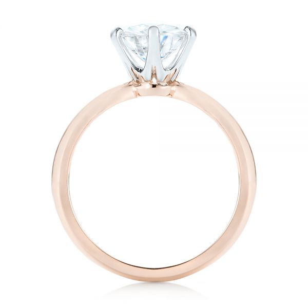 18k Rose Gold And Platinum 18k Rose Gold And Platinum Custom Two-tone Solitaire Diamond Engagement Ring - Front View - 103001