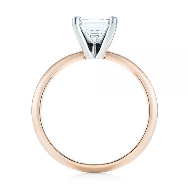 18k Rose Gold And 14K Gold 18k Rose Gold And 14K Gold Custom Two-tone Solitaire Diamond Engagement Ring - Front View -  103447