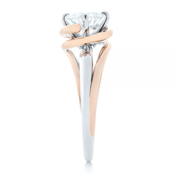  Platinum And 18k Rose Gold Platinum And 18k Rose Gold Custom Two-tone Solitaire Diamond Engagement Ring - Side View -  102407