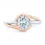 14K Gold And 14k Rose Gold Custom Two-tone Solitaire Diamond Engagement Ring - Top View -  102407 - Thumbnail