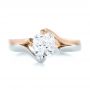  Platinum And 14k Rose Gold Custom Two-tone Solitaire Diamond Engagement Ring - Top View -  103329 - Thumbnail