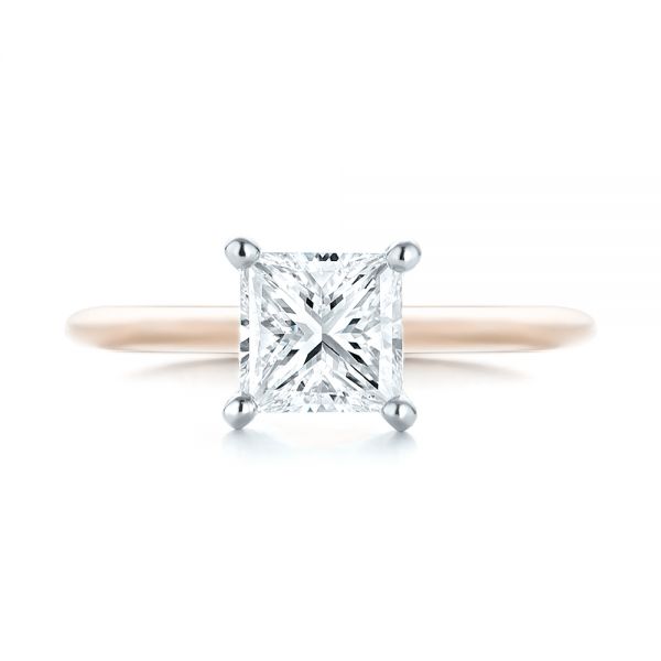 14k Rose Gold And Platinum 14k Rose Gold And Platinum Custom Two-tone Solitaire Diamond Engagement Ring - Top View - 103447