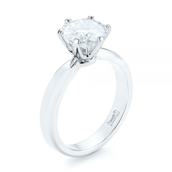 14k White Gold And Platinum 14k White Gold And Platinum Custom Two-tone Solitaire Diamond Engagement Ring - Three-Quarter View -  103001