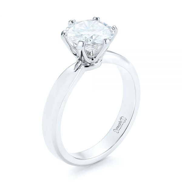 18k White Gold And Platinum 18k White Gold And Platinum Custom Two-tone Solitaire Diamond Engagement Ring - Three-Quarter View - 103001