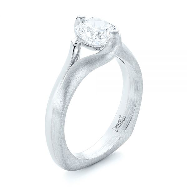  Platinum And 18k White Gold Platinum And 18k White Gold Custom Two-tone Solitaire Diamond Engagement Ring - Three-Quarter View -  103329