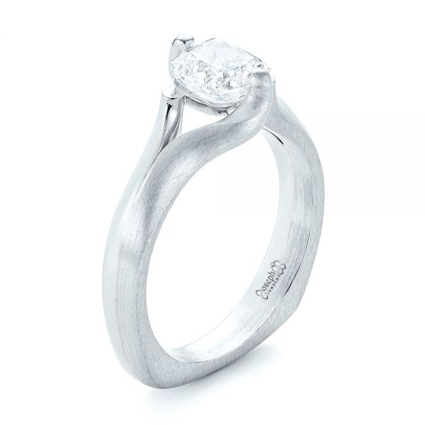Platinum And Platinum Platinum And Platinum Custom Two-tone Solitaire Diamond Engagement Ring - Three-Quarter View - 103329
