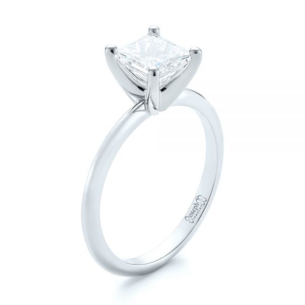 14k White Gold And Platinum 14k White Gold And Platinum Custom Two-tone Solitaire Diamond Engagement Ring - Three-Quarter View -  103447