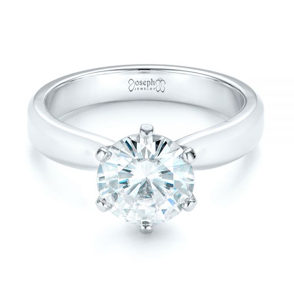 18k White Gold And Platinum 18k White Gold And Platinum Custom Two-tone Solitaire Diamond Engagement Ring - Flat View - 103001