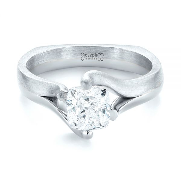 Platinum And Platinum Platinum And Platinum Custom Two-tone Solitaire Diamond Engagement Ring - Flat View - 103329