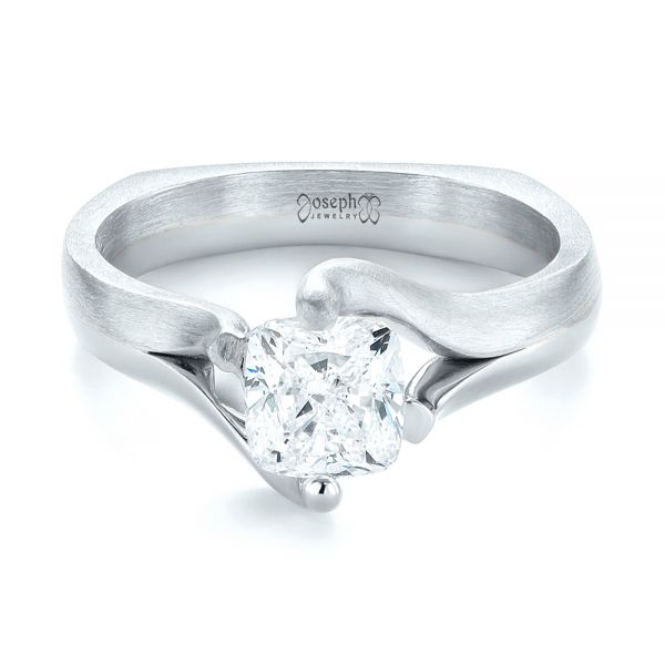  Platinum And 14k White Gold Platinum And 14k White Gold Custom Two-tone Solitaire Diamond Engagement Ring - Flat View -  103329