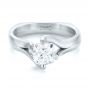  18K Gold And Platinum 18K Gold And Platinum Custom Two-tone Solitaire Diamond Engagement Ring - Flat View -  103329 - Thumbnail
