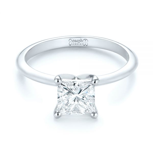18k White Gold And Platinum 18k White Gold And Platinum Custom Two-tone Solitaire Diamond Engagement Ring - Flat View -  103447