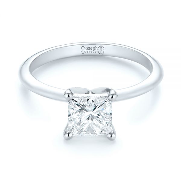 Platinum And Platinum Platinum And Platinum Custom Two-tone Solitaire Diamond Engagement Ring - Flat View - 103447