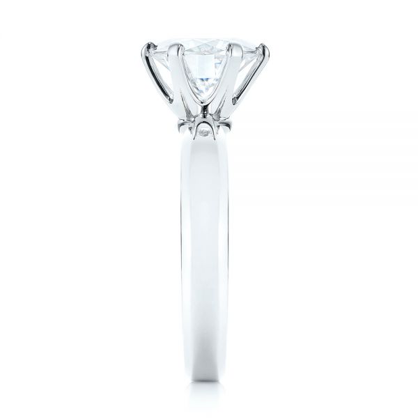 18k White Gold And Platinum 18k White Gold And Platinum Custom Two-tone Solitaire Diamond Engagement Ring - Side View - 103001