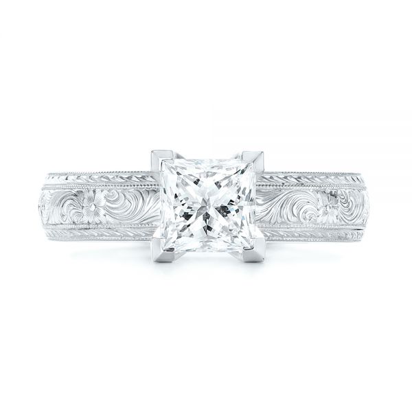 18k White Gold And 18K Gold 18k White Gold And 18K Gold Custom Two-tone Solitaire Diamond Engagement Ring - Top View -  102937