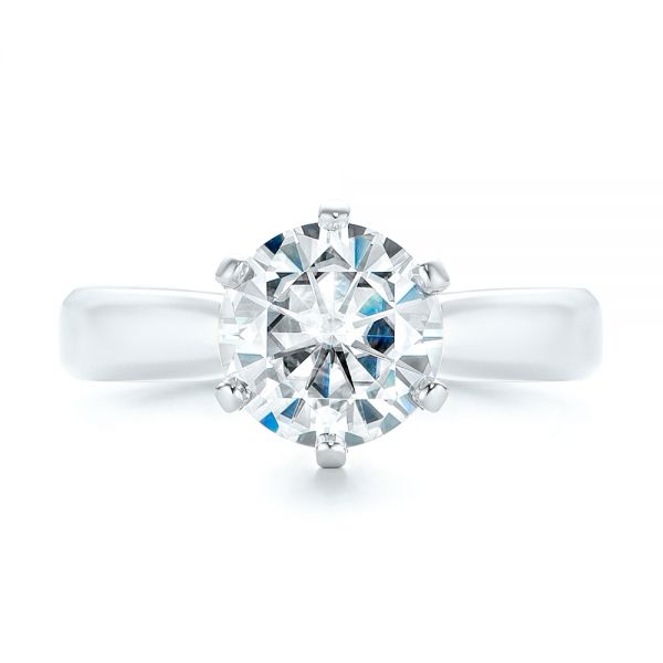  Platinum And Platinum Platinum And Platinum Custom Two-tone Solitaire Diamond Engagement Ring - Top View -  103001