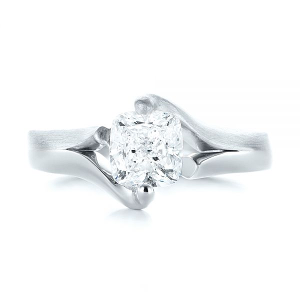  Platinum And 14k White Gold Platinum And 14k White Gold Custom Two-tone Solitaire Diamond Engagement Ring - Top View -  103329