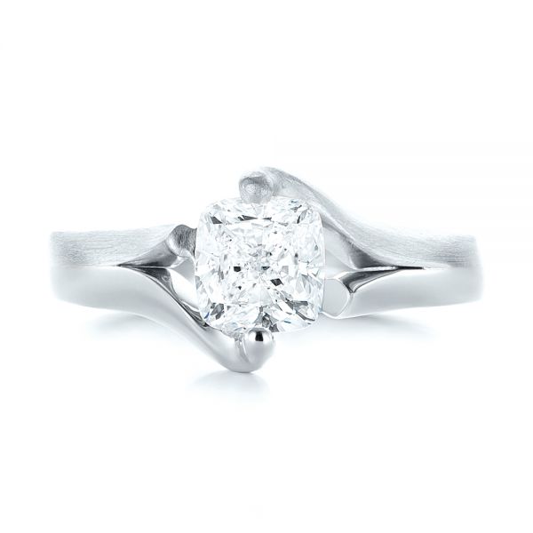 Platinum And Platinum Platinum And Platinum Custom Two-tone Solitaire Diamond Engagement Ring - Top View - 103329