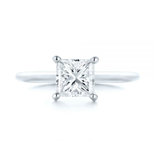 18k White Gold And Platinum 18k White Gold And Platinum Custom Two-tone Solitaire Diamond Engagement Ring - Top View -  103447
