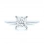 18k White Gold And Platinum 18k White Gold And Platinum Custom Two-tone Solitaire Diamond Engagement Ring - Top View -  103447 - Thumbnail