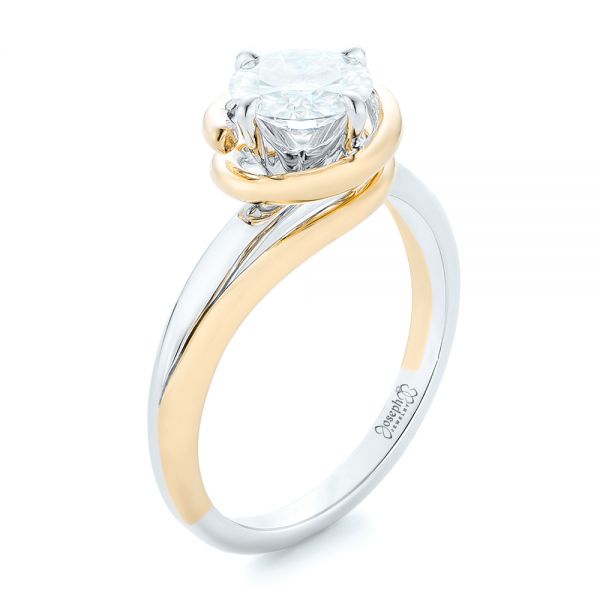  Platinum And 14k Yellow Gold Platinum And 14k Yellow Gold Custom Two-tone Solitaire Diamond Engagement Ring - Three-Quarter View -  102407