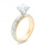 14k Yellow Gold And Platinum 14k Yellow Gold And Platinum Custom Two-tone Solitaire Diamond Engagement Ring - Three-Quarter View -  102937 - Thumbnail
