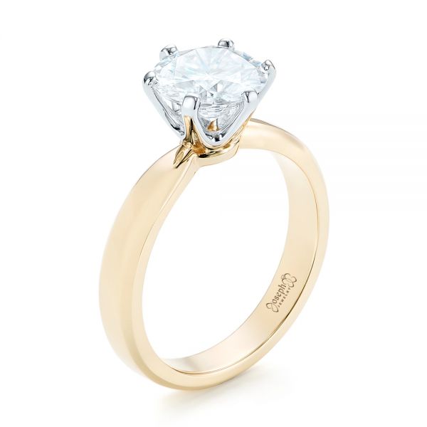 18k Yellow Gold And Platinum 18k Yellow Gold And Platinum Custom Two-tone Solitaire Diamond Engagement Ring - Three-Quarter View -  103001