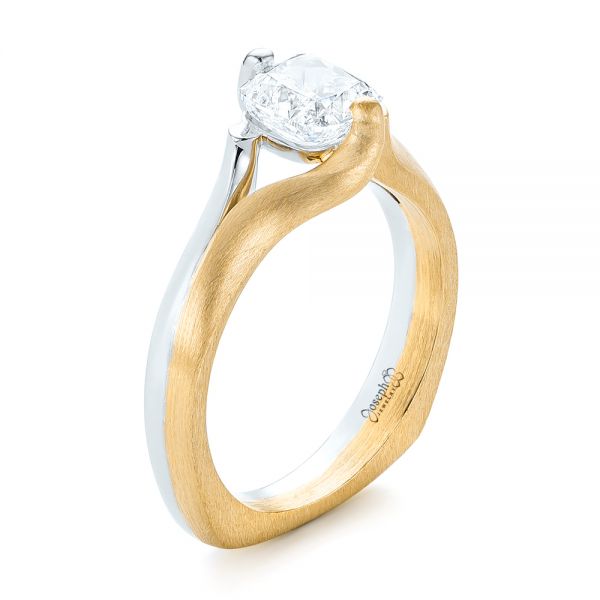  Platinum And 14k Yellow Gold Platinum And 14k Yellow Gold Custom Two-tone Solitaire Diamond Engagement Ring - Three-Quarter View -  103329
