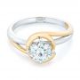  Platinum And 18k Yellow Gold Platinum And 18k Yellow Gold Custom Two-tone Solitaire Diamond Engagement Ring - Flat View -  102407 - Thumbnail