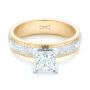 18k Yellow Gold And Platinum 18k Yellow Gold And Platinum Custom Two-tone Solitaire Diamond Engagement Ring - Flat View -  102937 - Thumbnail