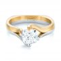  14K Gold And 14k Yellow Gold 14K Gold And 14k Yellow Gold Custom Two-tone Solitaire Diamond Engagement Ring - Flat View -  103329 - Thumbnail