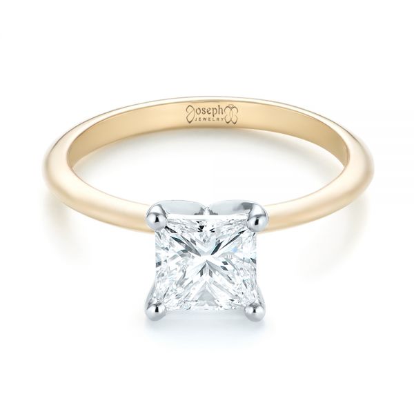 14k Yellow Gold And Platinum Custom Two-tone Solitaire Diamond Engagement Ring - Flat View -  103447