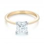 14k Yellow Gold And Platinum Custom Two-tone Solitaire Diamond Engagement Ring - Flat View -  103447 - Thumbnail