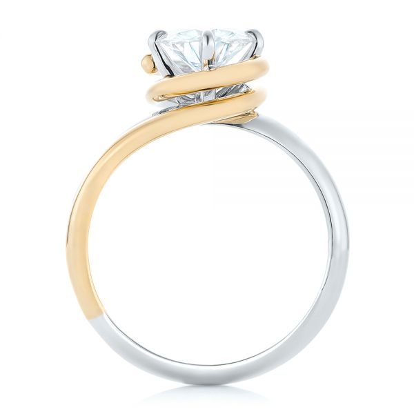  Platinum And 14k Yellow Gold Platinum And 14k Yellow Gold Custom Two-tone Solitaire Diamond Engagement Ring - Front View -  102407