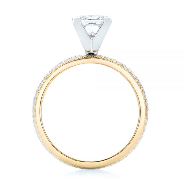 18k Yellow Gold And 18K Gold Custom Two-tone Solitaire Diamond Engagement Ring - Front View - 102937