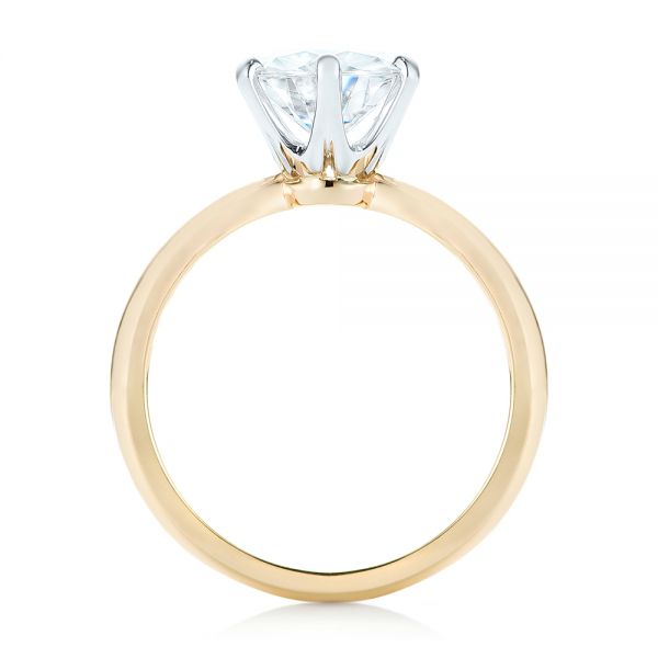14k Yellow Gold And Platinum Custom Two-tone Solitaire Diamond Engagement Ring - Front View -  103001